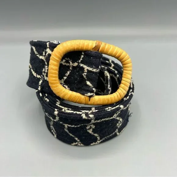 J Crew Linen Square Wooden Buckle Belt - Picture 2 of 5